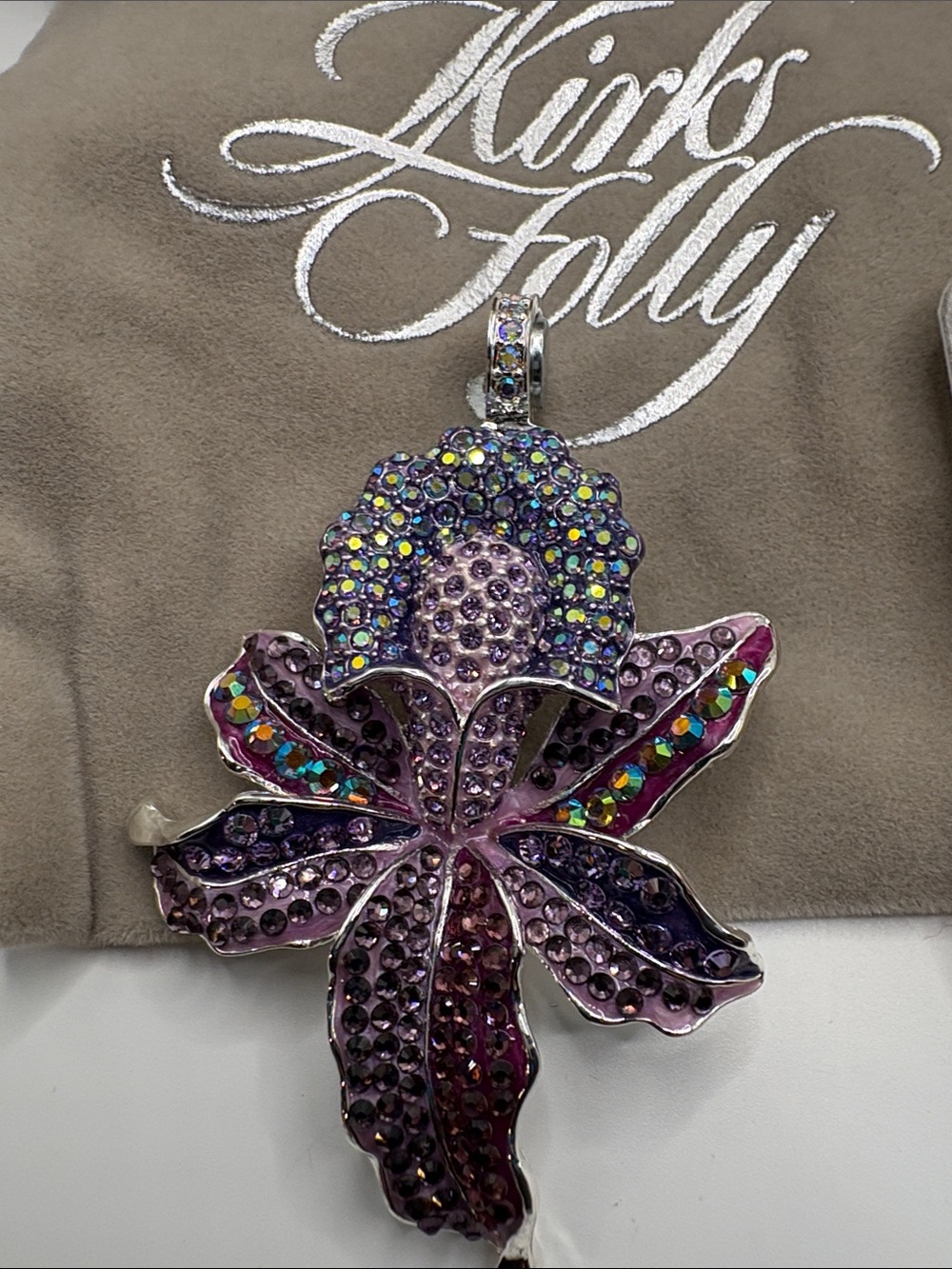 Kirks Folly Magnetic Multitone Purple Crystal Orchid Pendant
